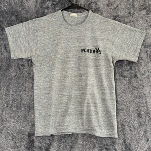 Vintage 70s Playboy Bunny T-Shirt Medium Gray Short Sleeve‎ USA Made